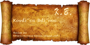 Kovács Bános névjegykártya